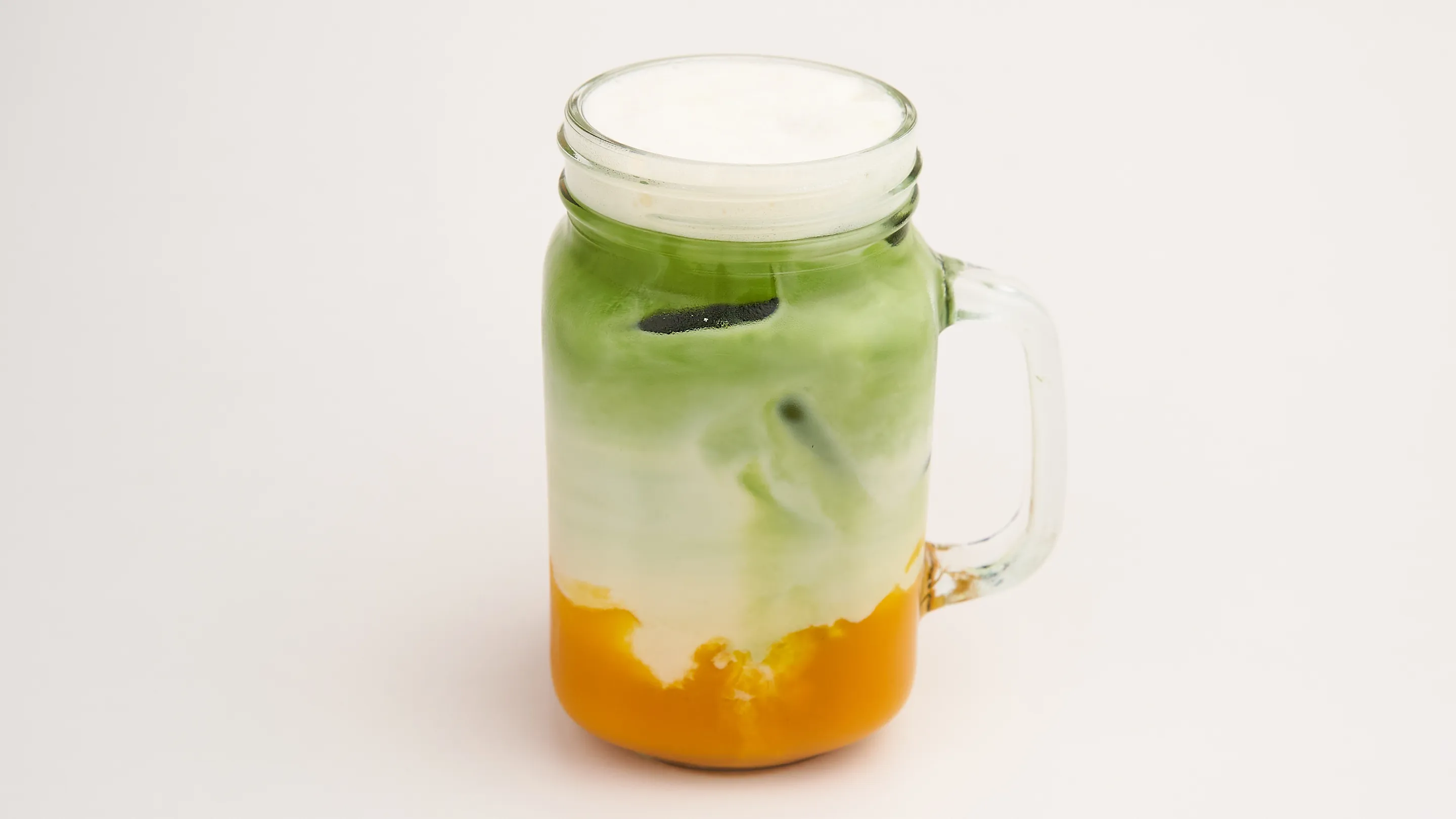 Mango matcha layered over ice